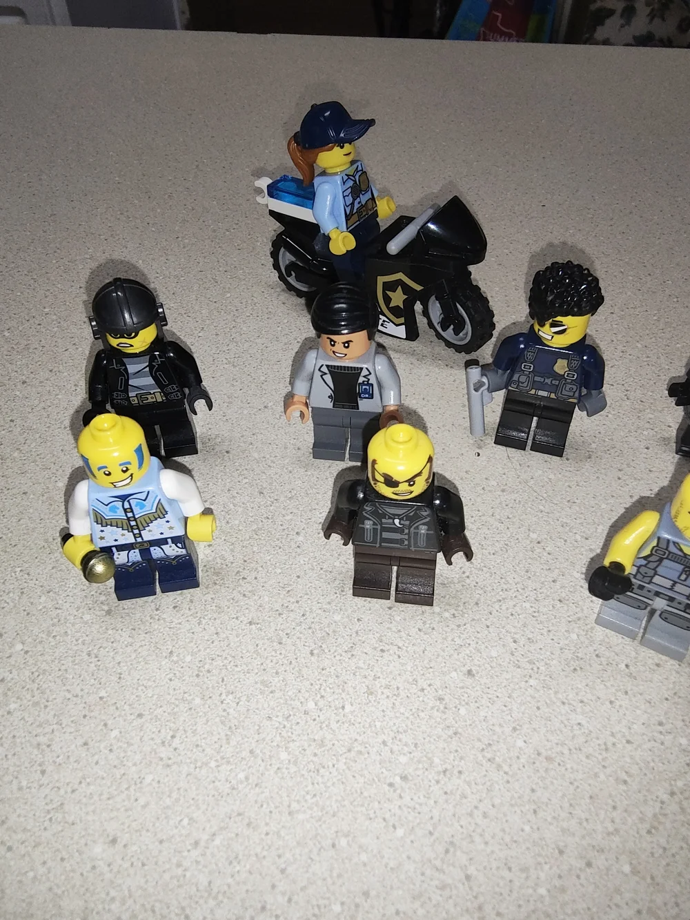 LEGO Police and Criminal Minifigures Lot with Motorcycle